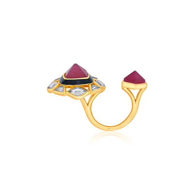 Begum Haute Pink Duplet Ring - Isharya | Modern Indian Jewelry