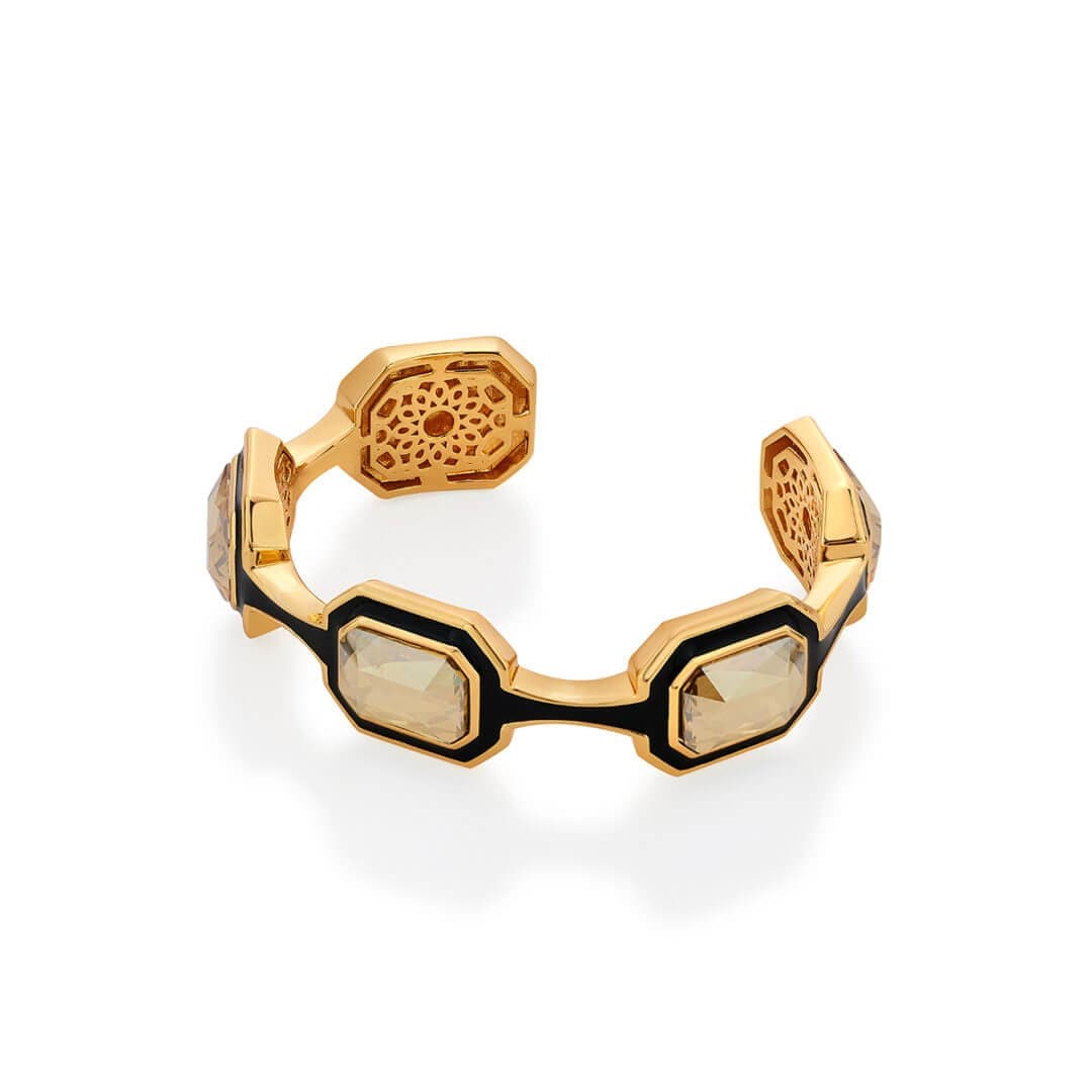 Soleil Black Enamel Multi Stone Bracelet - Isharya | Modern Indian Jewelry