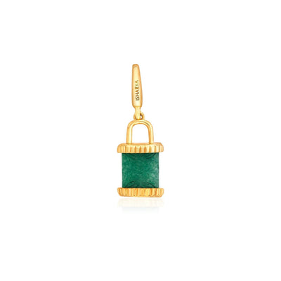Carved Green Quartz Ribbed Lock Charm - Isharya | Modern Indian Jewelry