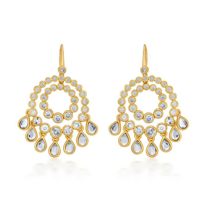 Ada Mirror & CZ Gold Chandbali Earrings