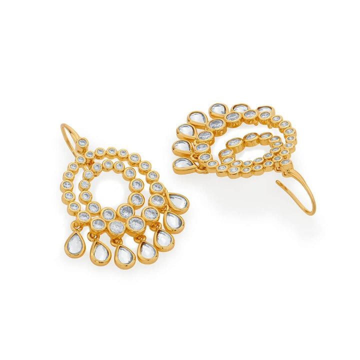 Ada Mirror & CZ Gold Chandbali Earrings