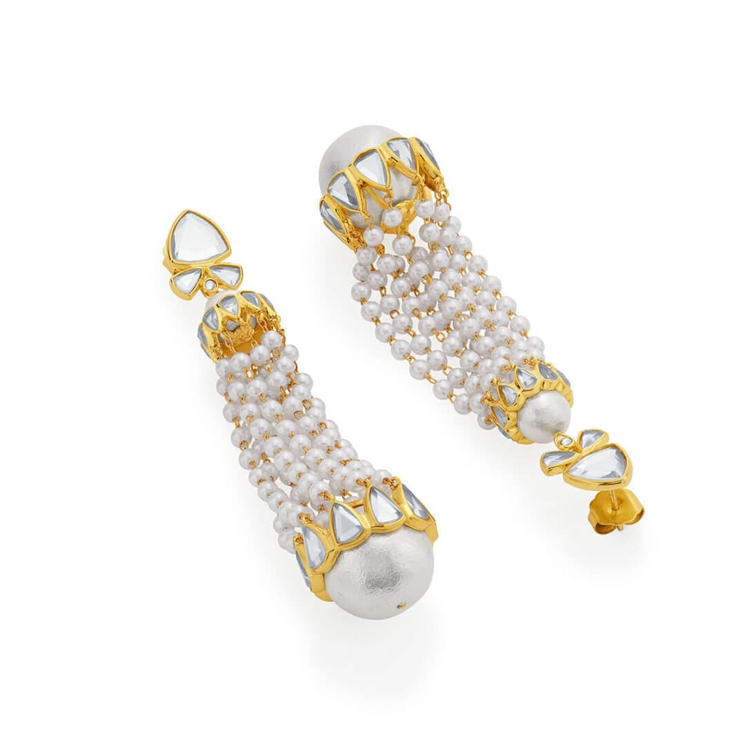 Ada Mirror & Pearl Jhoomar Earrings