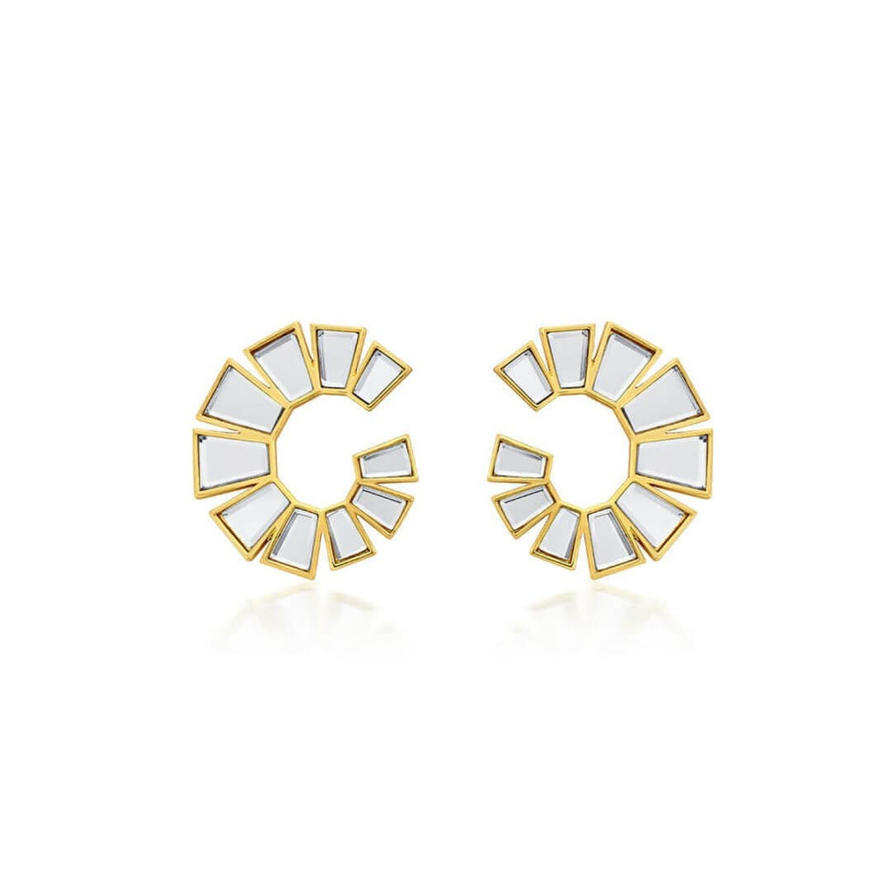 Bombay Deco Small Mirror Stud Gold Earrings