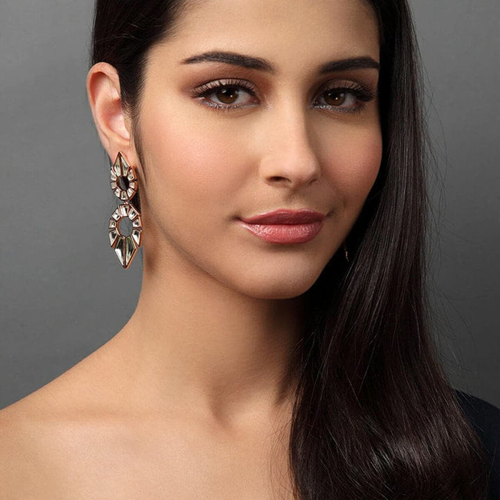 Bombay Deco Statement Mirror Earrings - Isharya | Modern Indian Jewelry