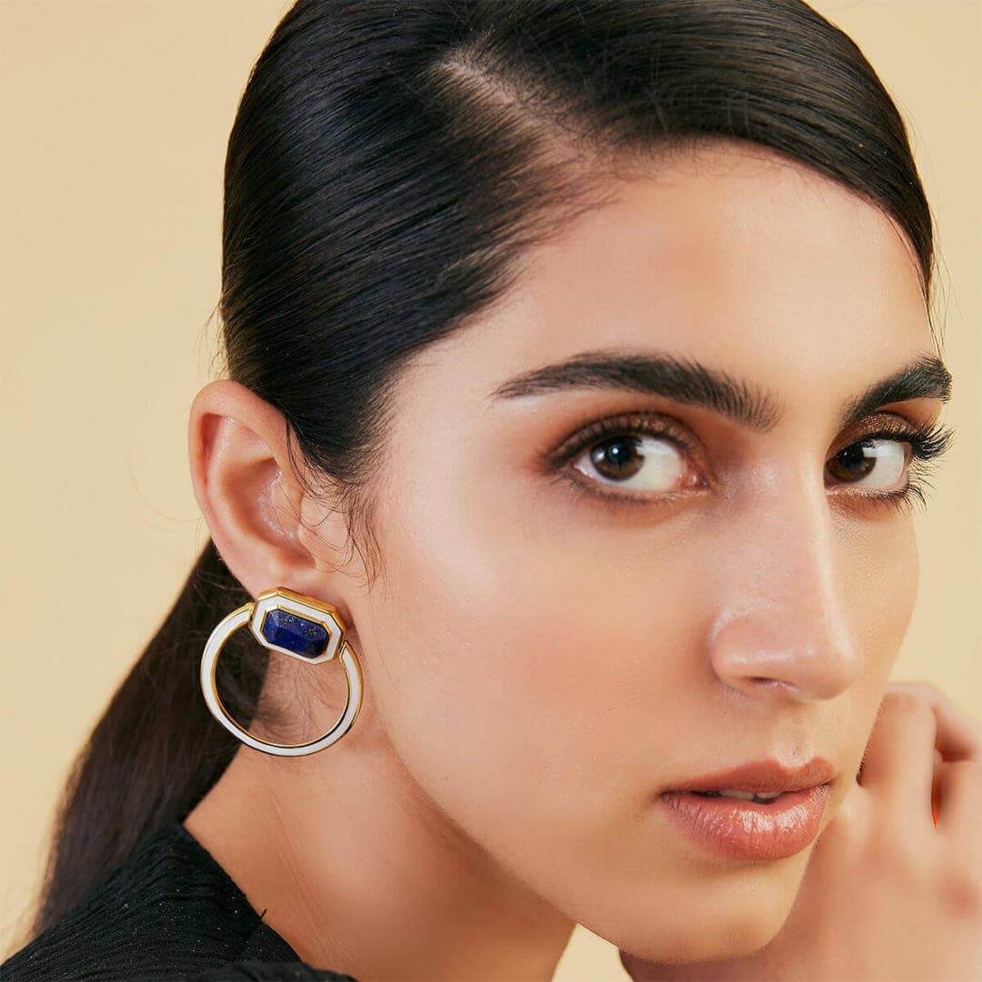 Borderless Lapis Shadow Loop Earrings - Isharya | Modern Indian Jewelry