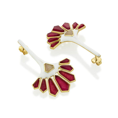Borderless Long Fan Earrings In Pink Stone - Isharya | Modern Indian Jewelry