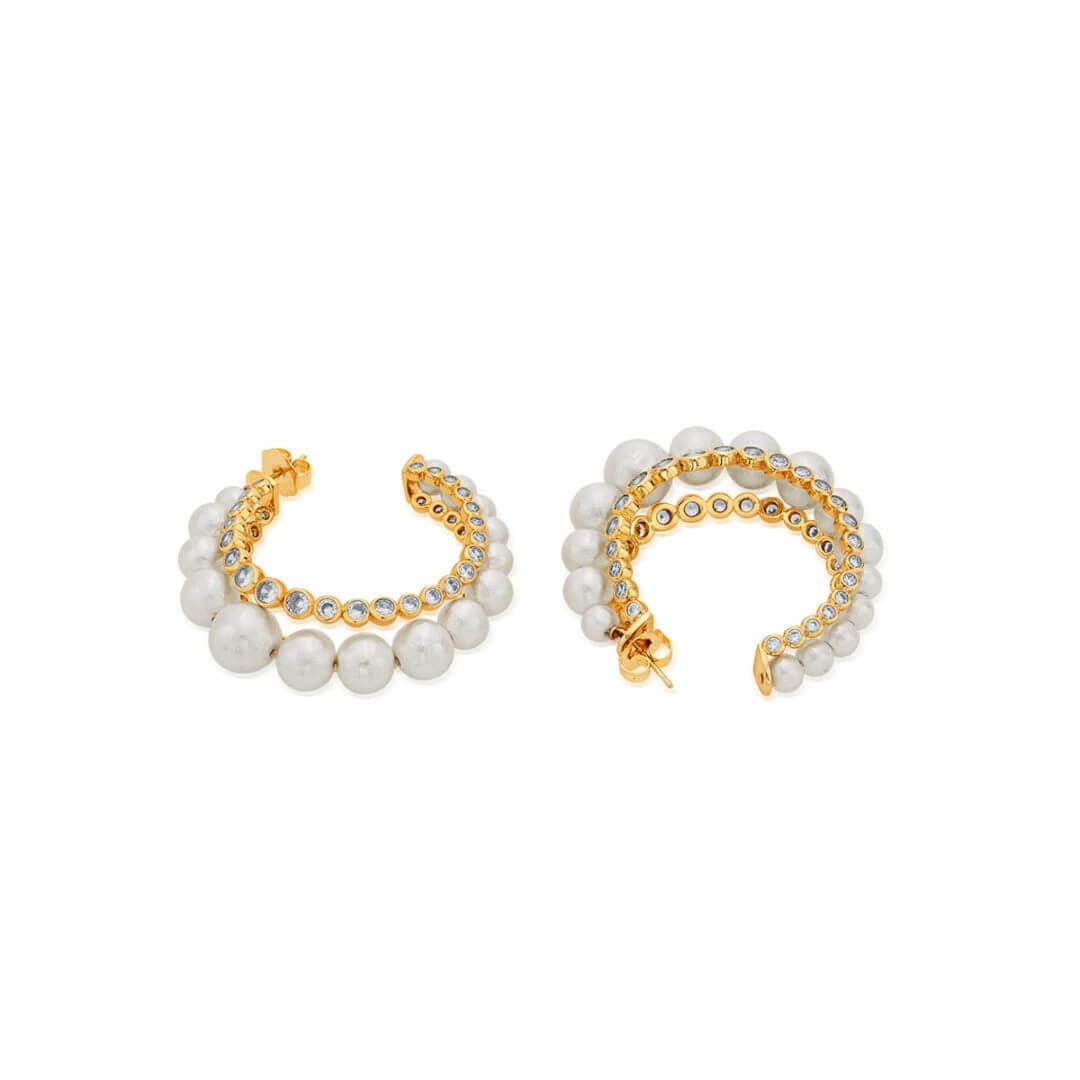 Crystal Pearl Hoop Earrings - Isharya | Modern Indian Jewelry