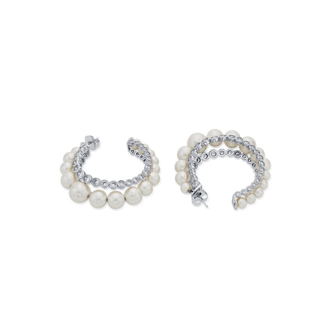 Crystal Pearl Hoop Earrings