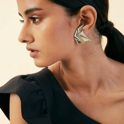 Demi Goddess Mirror Cluster Stud Earrings - Isharya | Modern Indian Jewelry