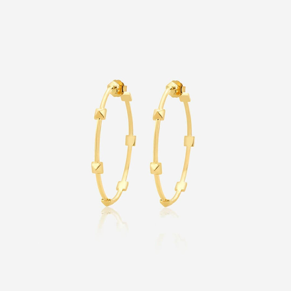 Demi Goddess Pyramid Stud Statement 3/4th Hoop Earrings