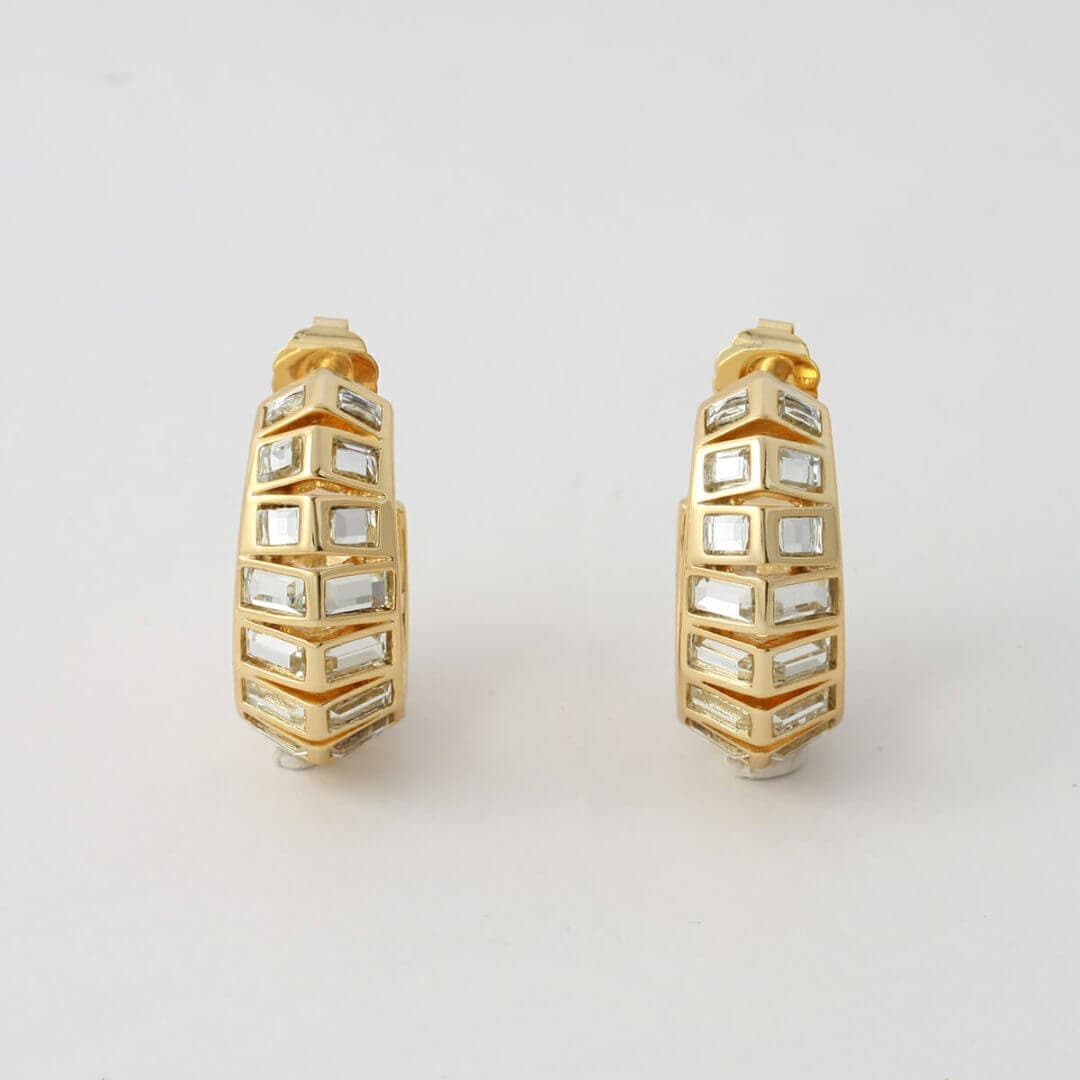 Disco Mirror Rib Hoop Earring - Isharya | Modern Indian Jewelry