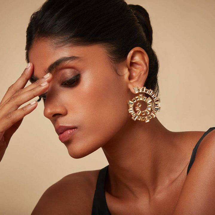 Disco Mirror Spiral Earring - Isharya | Modern Indian Jewelry