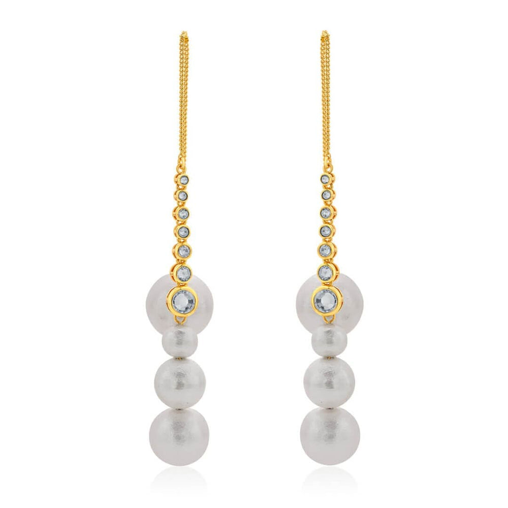 Inayat Cotton Pearl & CZ Long Earrings