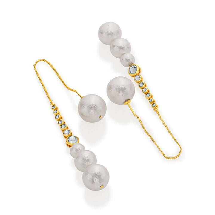 Inayat Cotton Pearl & CZ Long Earrings