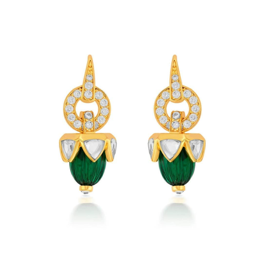 Inayat CZ Hydro Emerald & Mirror Shimmering Earrings