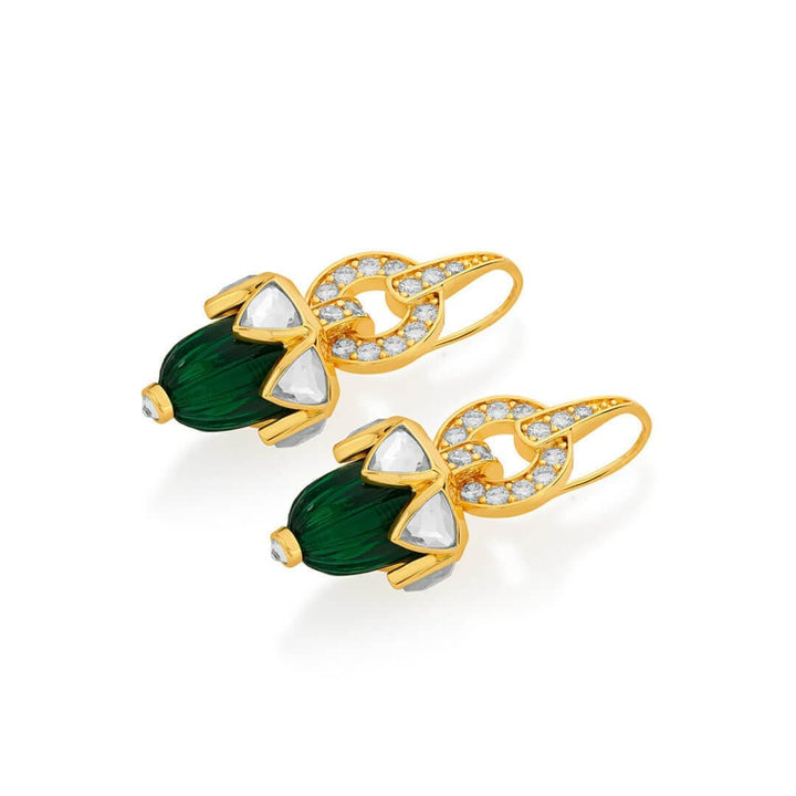 Inayat CZ Hydro Emerald & Mirror Shimmering Earrings