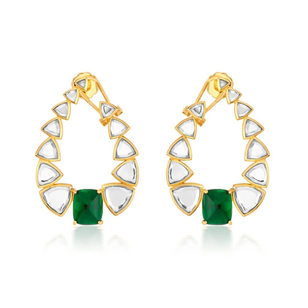 Buy Inayat Mirror Hydro Emerald Statement Earrings Online