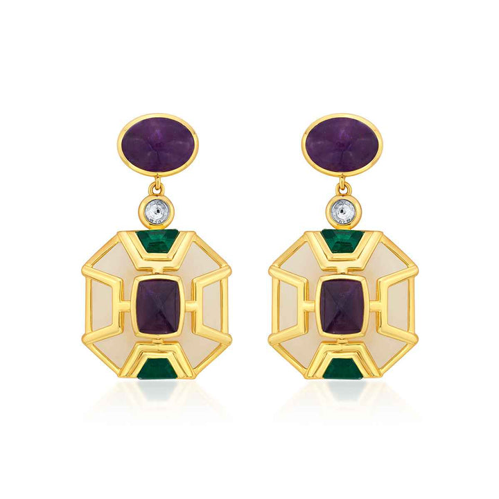 Kaleidoscope Amethyst Emerald Earrings