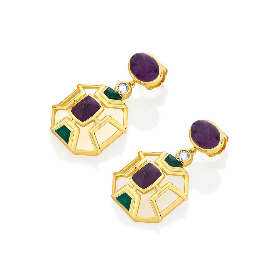 Kaleidoscope Amethyst Emerald Earrings