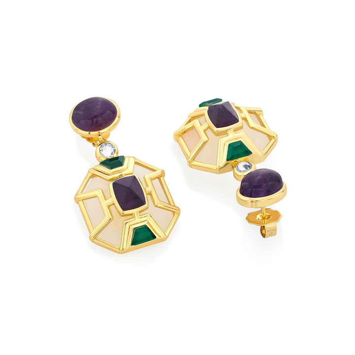 Kaleidoscope Amethyst Emerald Earrings