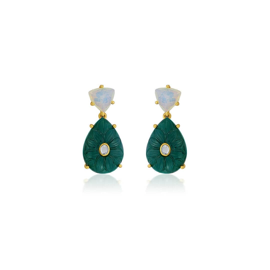 Libra Moonstone & Green Quartz Earrings