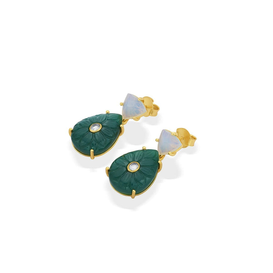 Libra Moonstone & Green Quartz Earrings