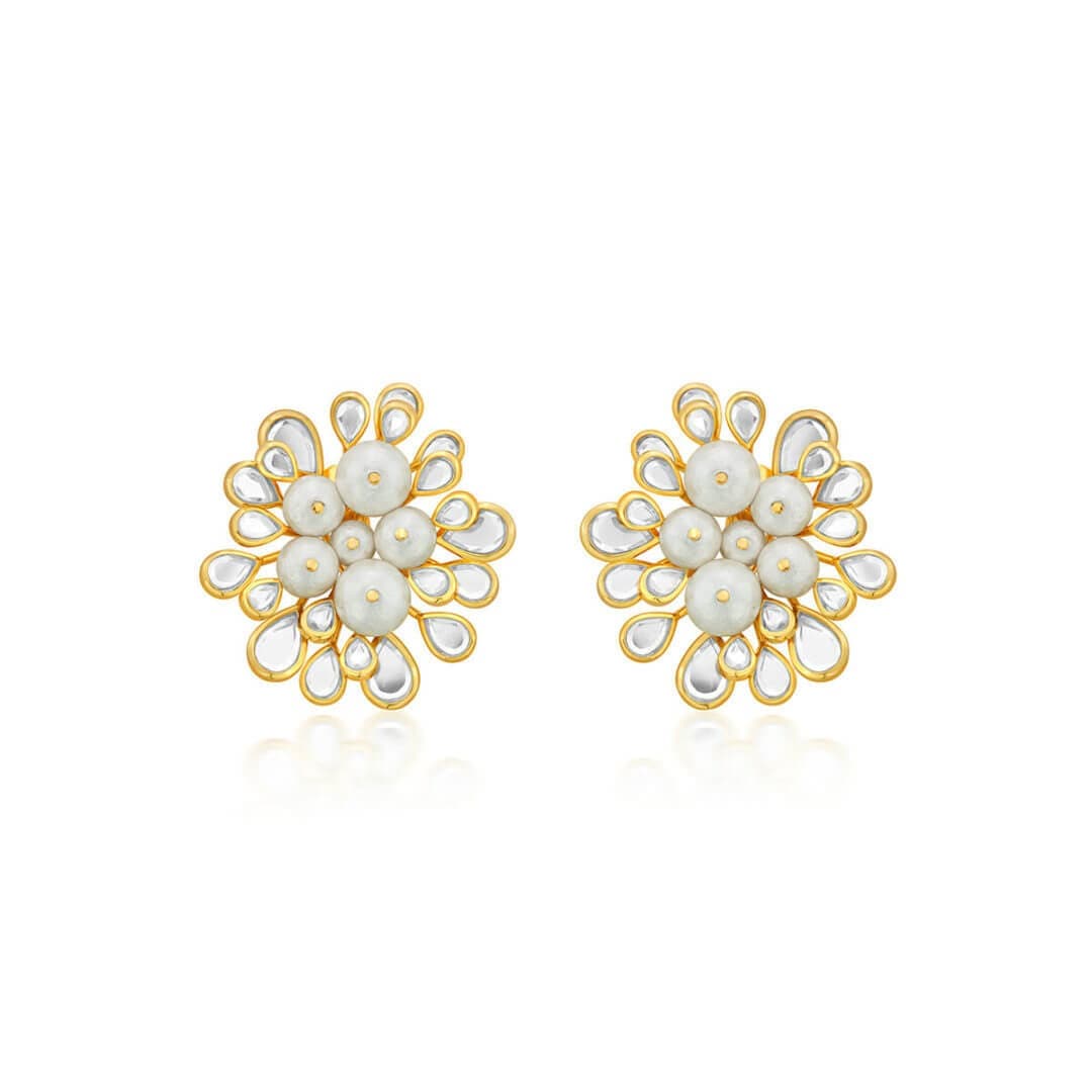 Limelight Cluster Of Pearls Statement Stud Earrings - Isharya | Modern Indian Jewelry