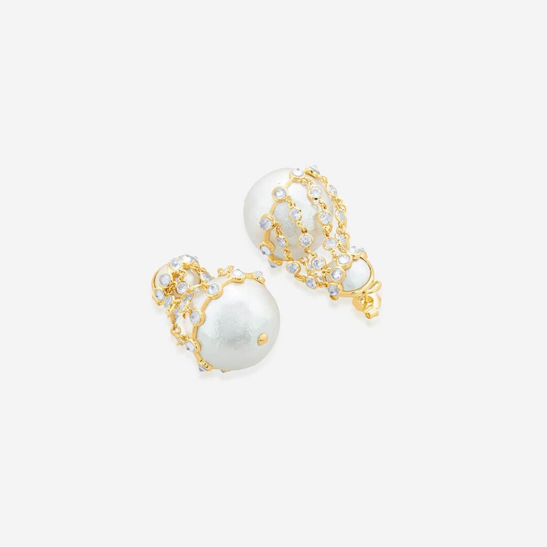 Limelight Pearl & Chain Libra Earrings
