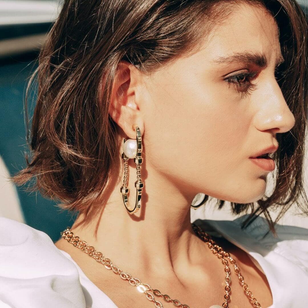 Lizzo Pearl Hoop Earrings