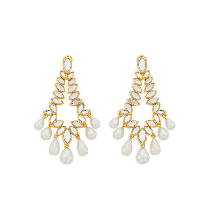 Marquise Mirror Pearl Chandelier Earrings - Isharya | Modern Indian Jewelry