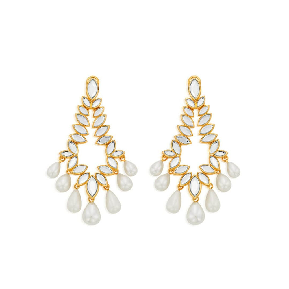 Marquise Mirror Pearl Chandelier Earrings