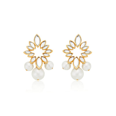 Marquise Mirror Pearl Earrings - Isharya | Modern Indian Jewelry