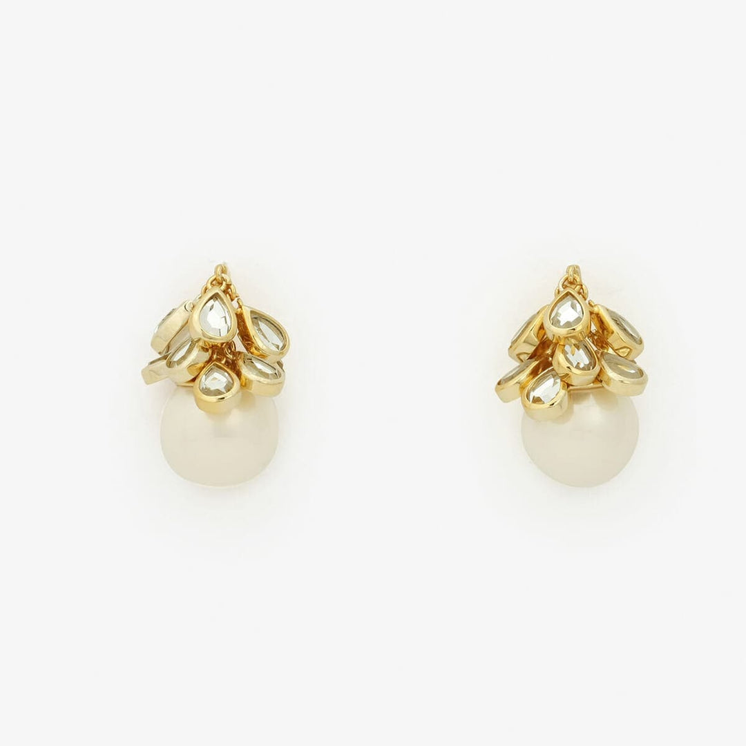 Mirror Gems Cluster Pearl Earrings