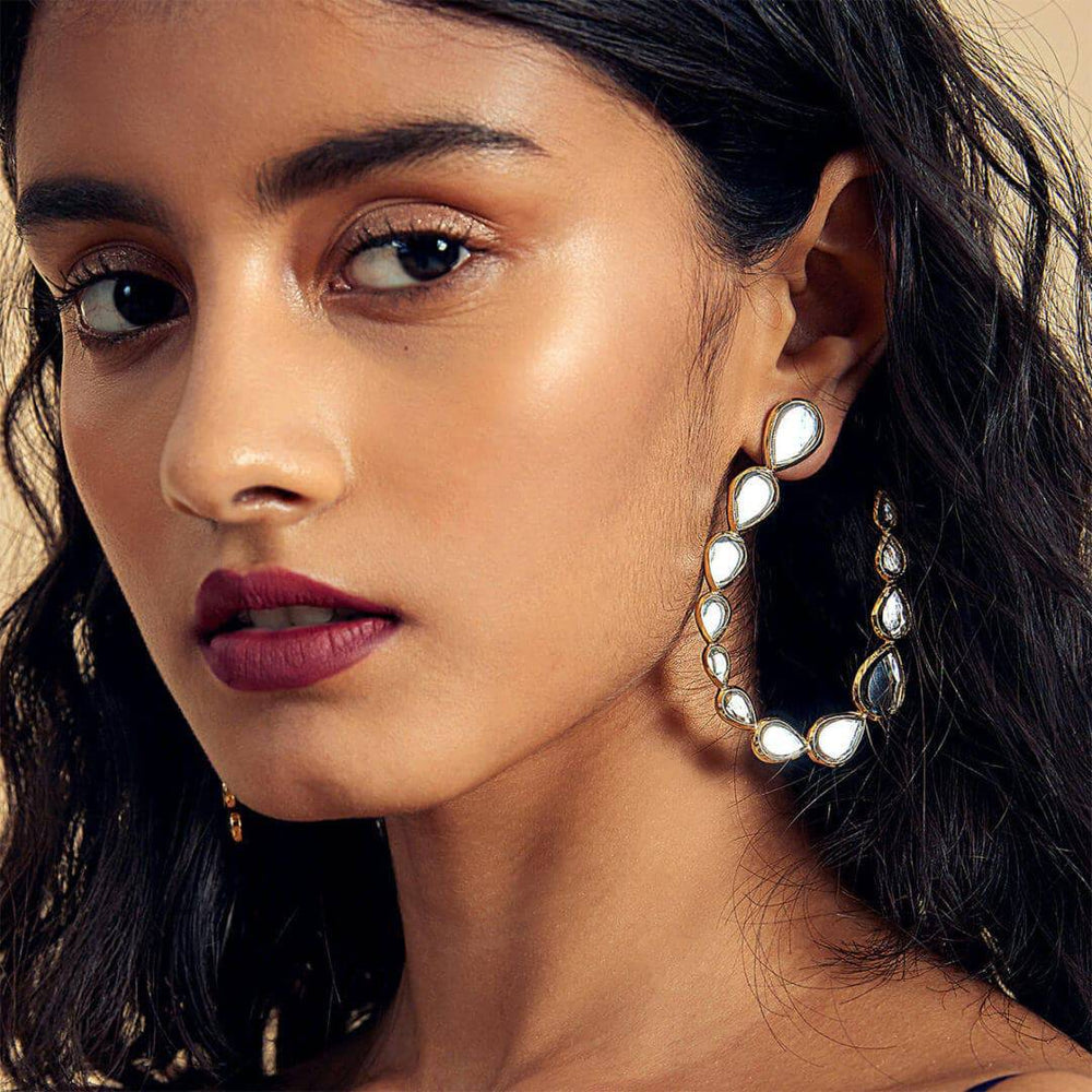 Mirrors on the Move Drop Shaped Earrings - Isharya | Modern Indian Jewelry