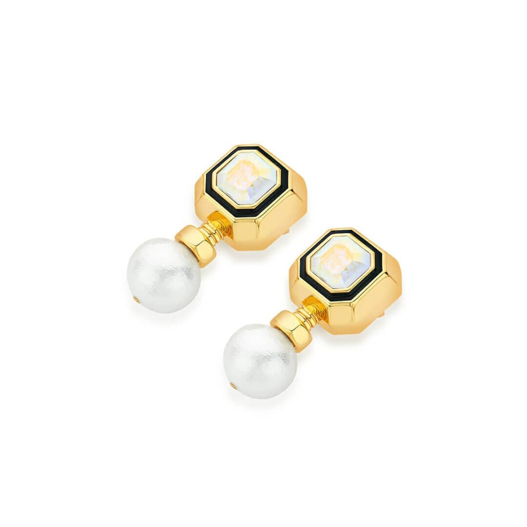 O’Keeffe White Abalone and Pearl Drop Earrings - Isharya | Modern Indian Jewelry