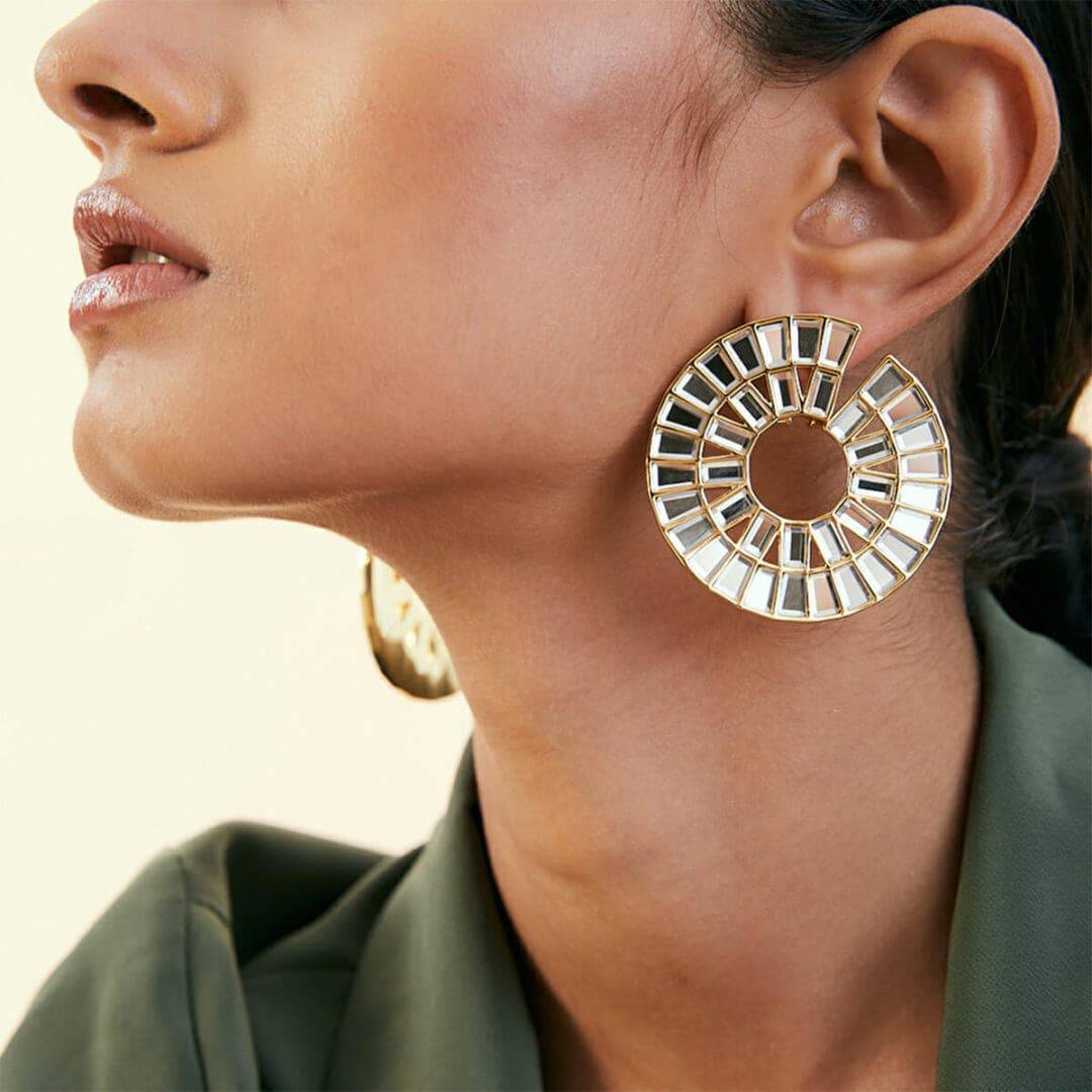 Prism Mirror Statement Hoop Earring - Isharya | Modern Indian Jewelry