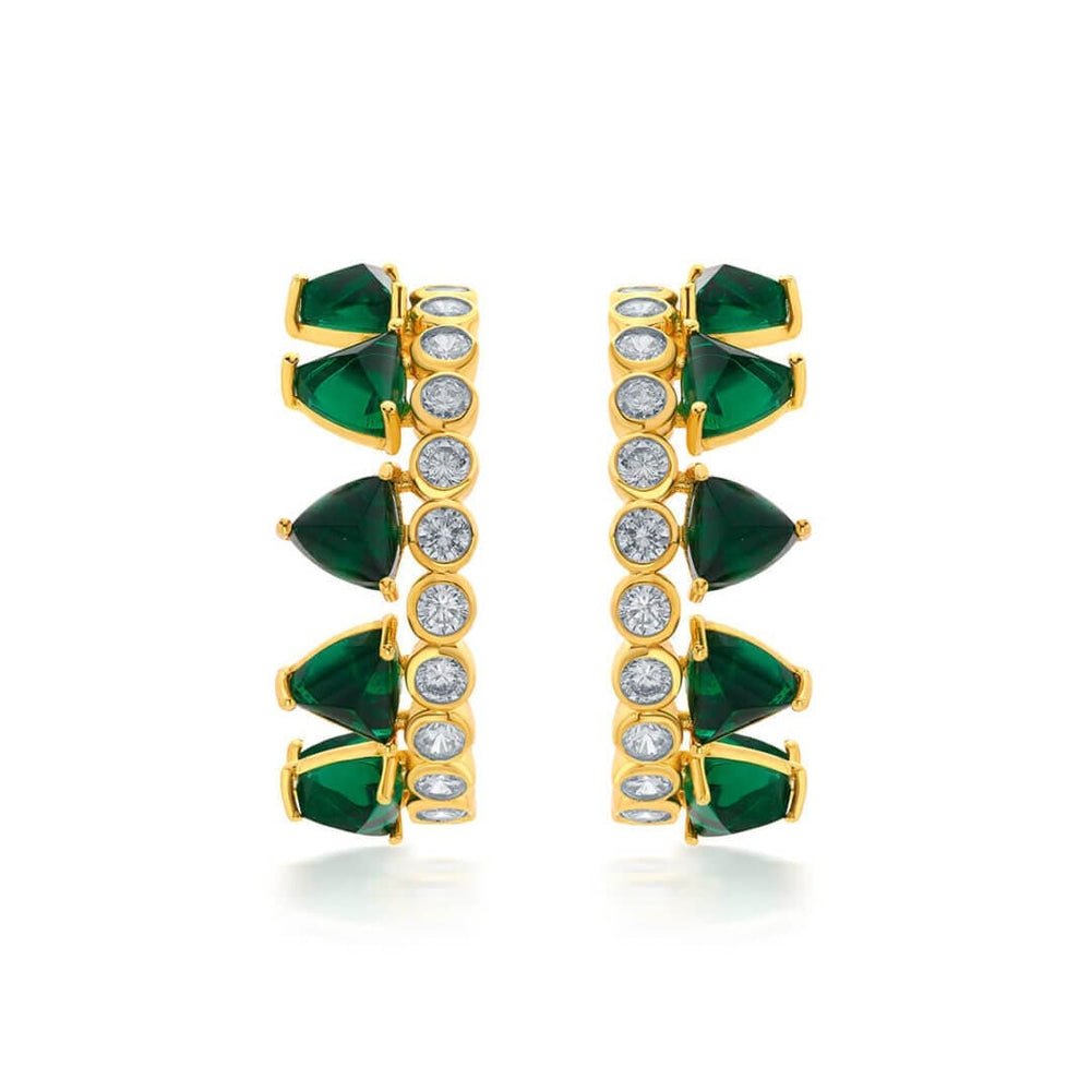 Ruhaniyat Hydro Emerald & CZ Hoop Earrings