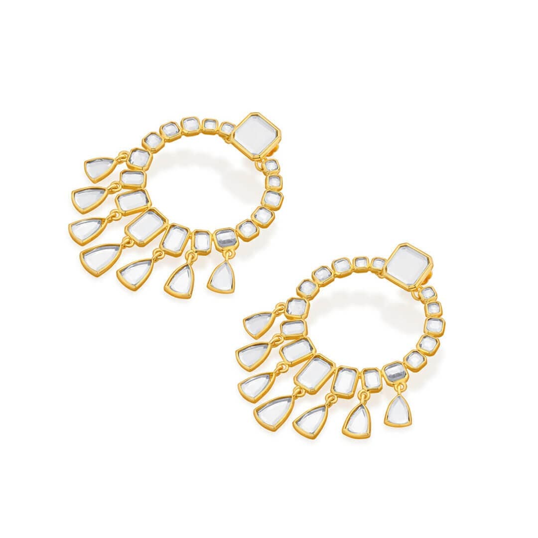 Ruhaniyat Statement Mirror Drop Earrings - Isharya | Modern Indian Jewelry