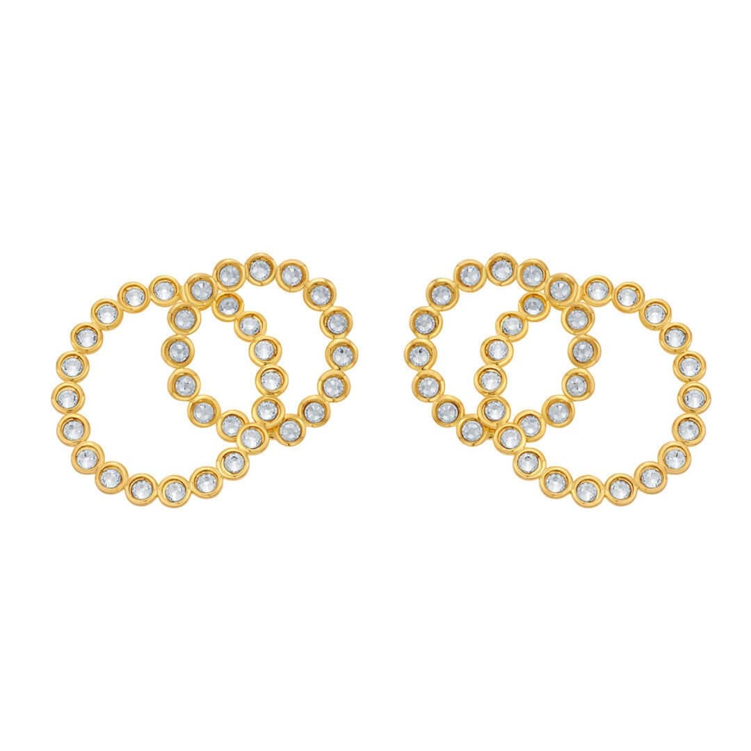 Seher CZ Gold Concentric Earrings