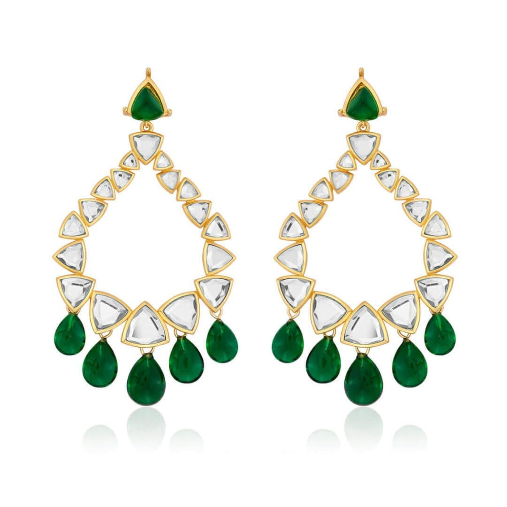 Shiza Mirror & Hydro Emerald Drop Earrings