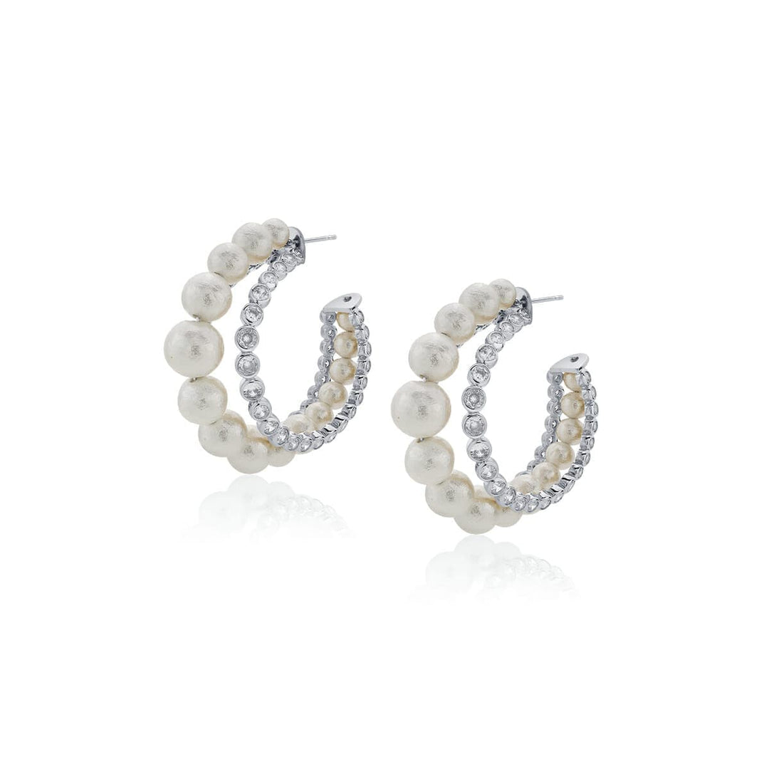 Crystal Pearl Hoop Earrings