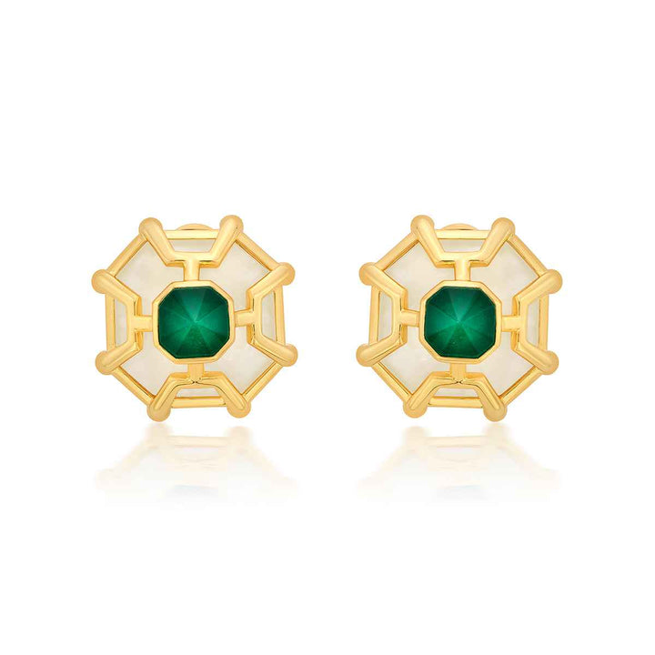 Armour Emerald Doublet Statement Stud - Isharya | Modern Indian Jewelry