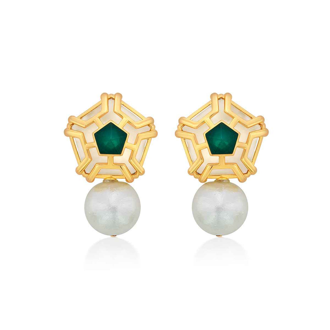 Armour Emerald Pearl Statement Stud