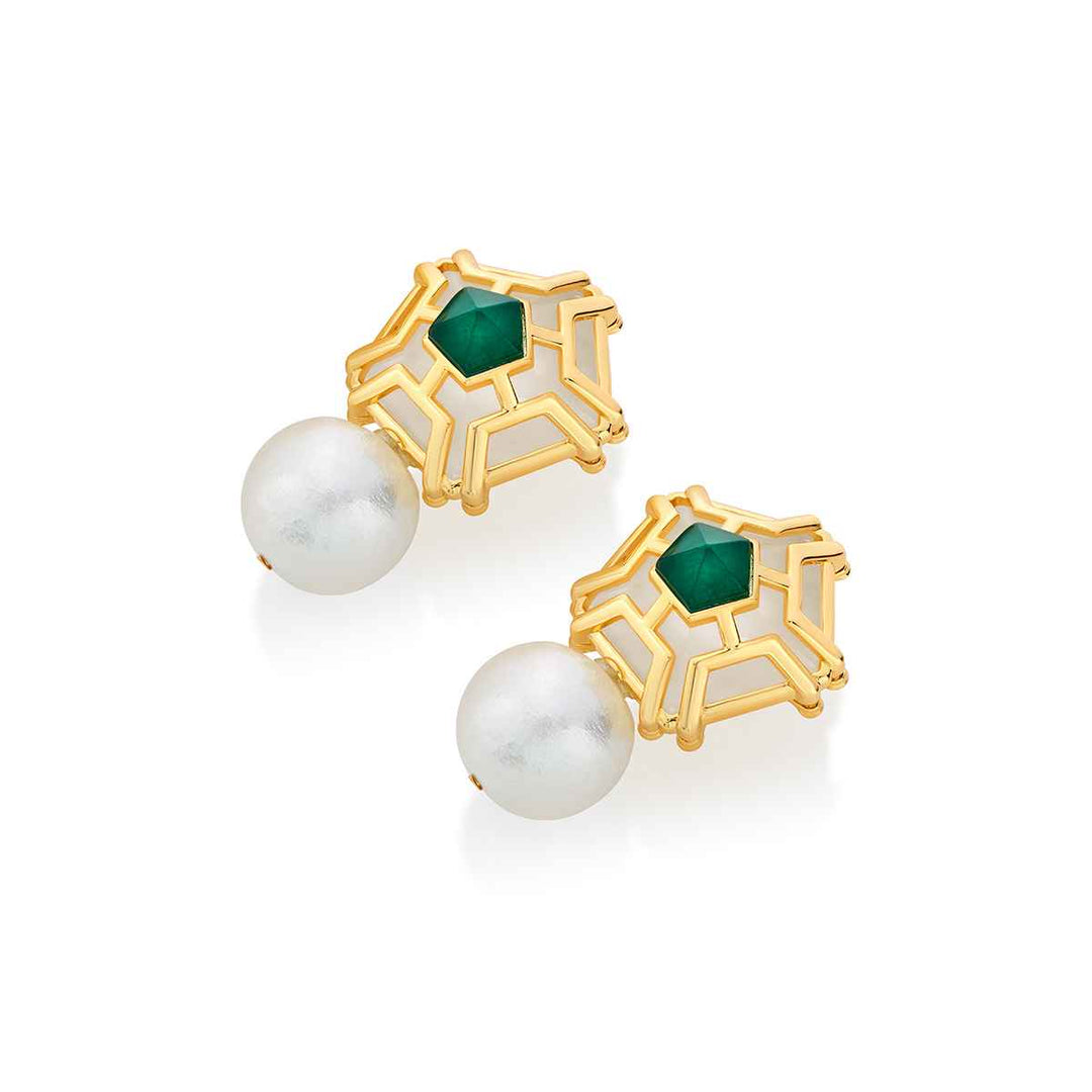 Armour Emerald Pearl Statement Stud