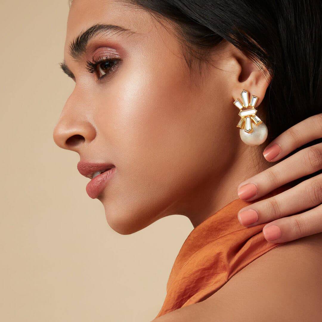 Bloom Pearl Studs - Isharya | Modern Indian Jewelry