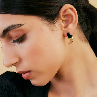 Borderless Filigree Black Onyx Earclips - Isharya | Modern Indian Jewelry