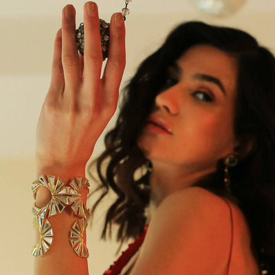 Demi Goddess Infinity Mirror Front Open Cuff - Isharya | Modern Indian Jewelry