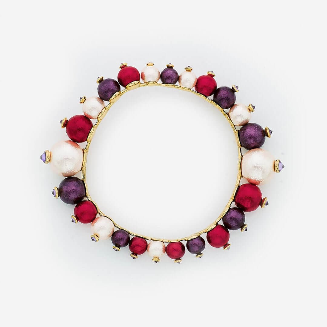 Empress Warrior Multi Color Pearl Swirl Bangle - Isharya | Modern Indian Jewelry
