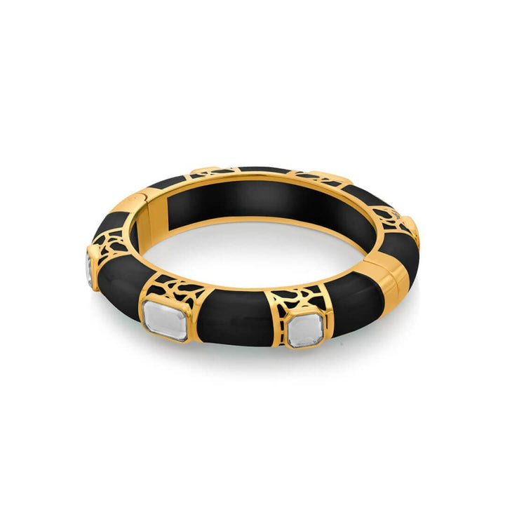 La Conchita Graphic Statement Hinge Bangle in Black