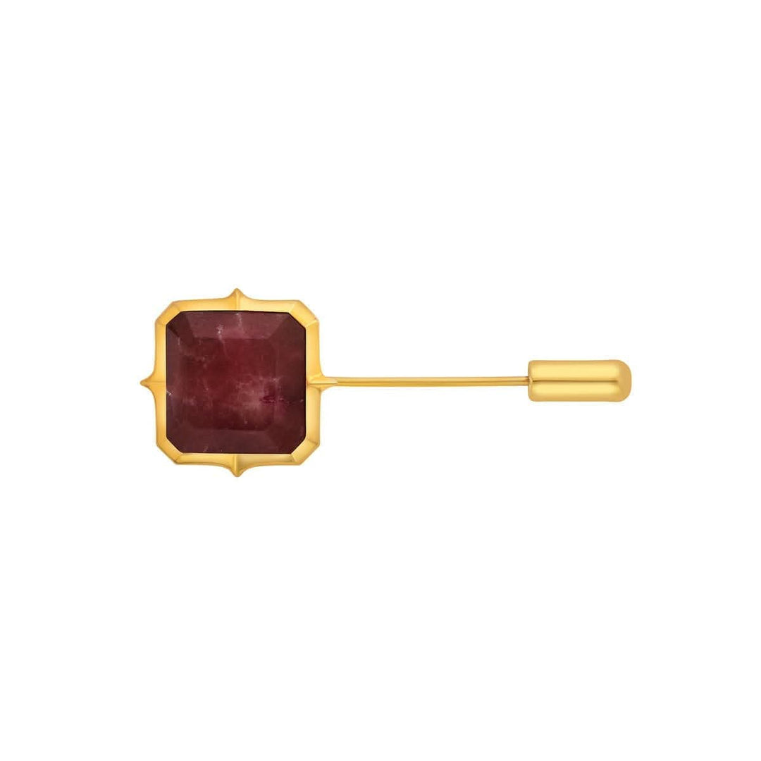 Marsala Quartz Octagon Cut Lapel Pin